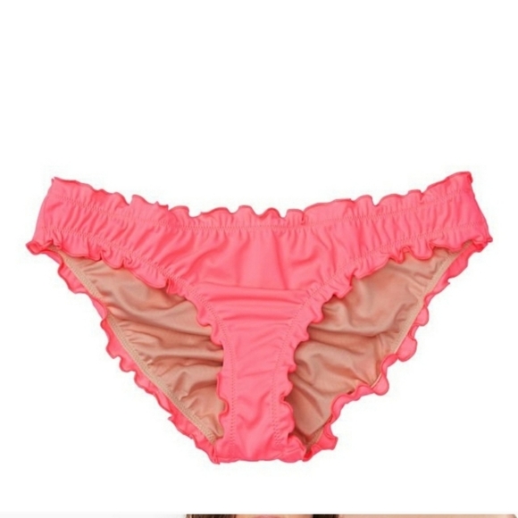 VICTORIA'S SECRET bright coral ruffle cheeky bikini swim bottom - Picture 1 of 3